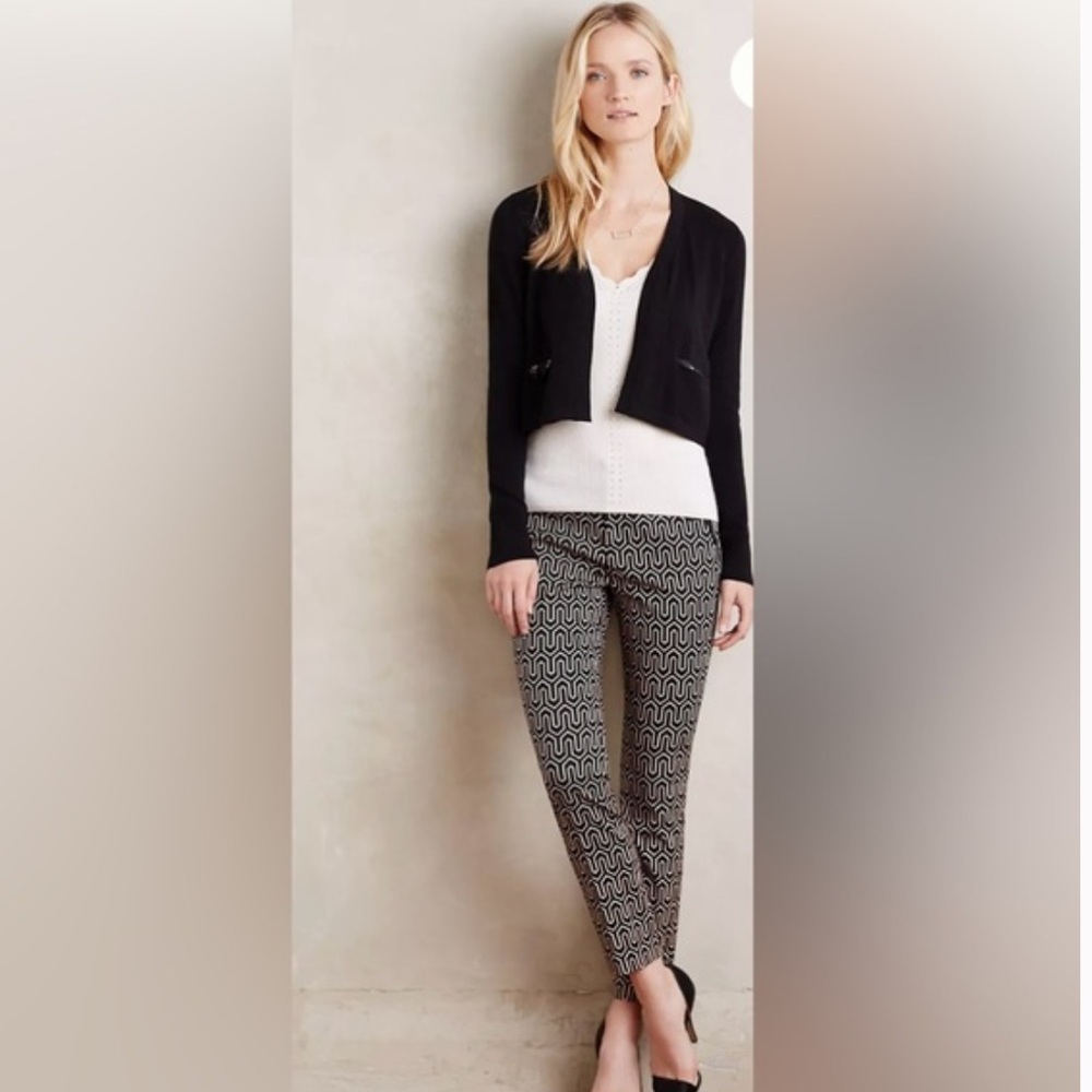 Cartonnier for Anthropologie | Women’s black/tan geometric Charlie trouser sz 4P